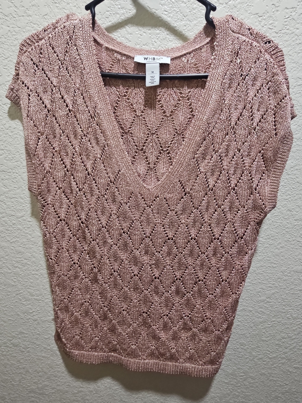 WHBM Rose Sheen Knit V-Neck Sweater Top - Med. fits Oversized- Clearance! - Picture 4 of 8